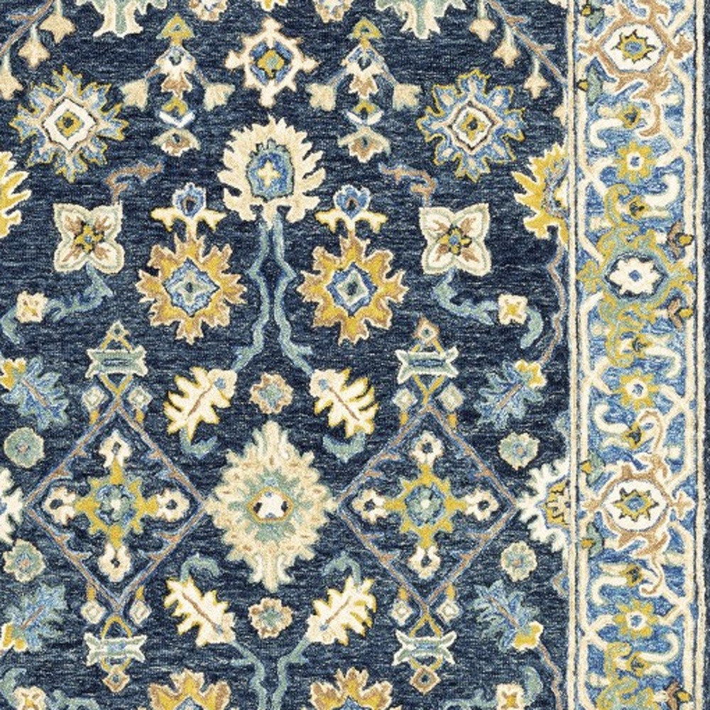 3'X8' Navy And Blue Bohemian Area Rug