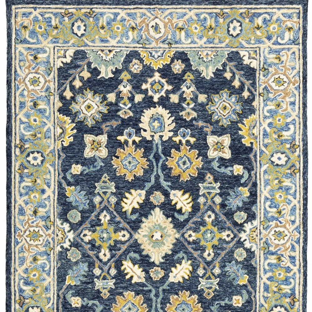 3'X8' Navy And Blue Bohemian Area Rug