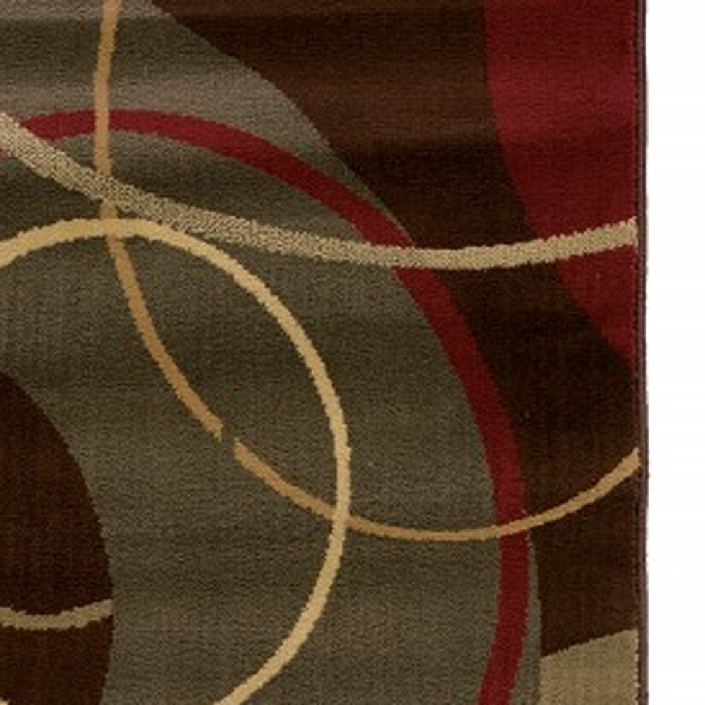 5'X8' Brown And Red Abstract Area Rug