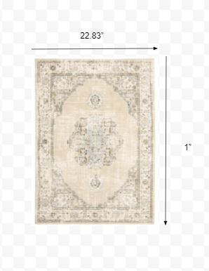 5'X8' Beige And Ivory Center Jewel Area Rug