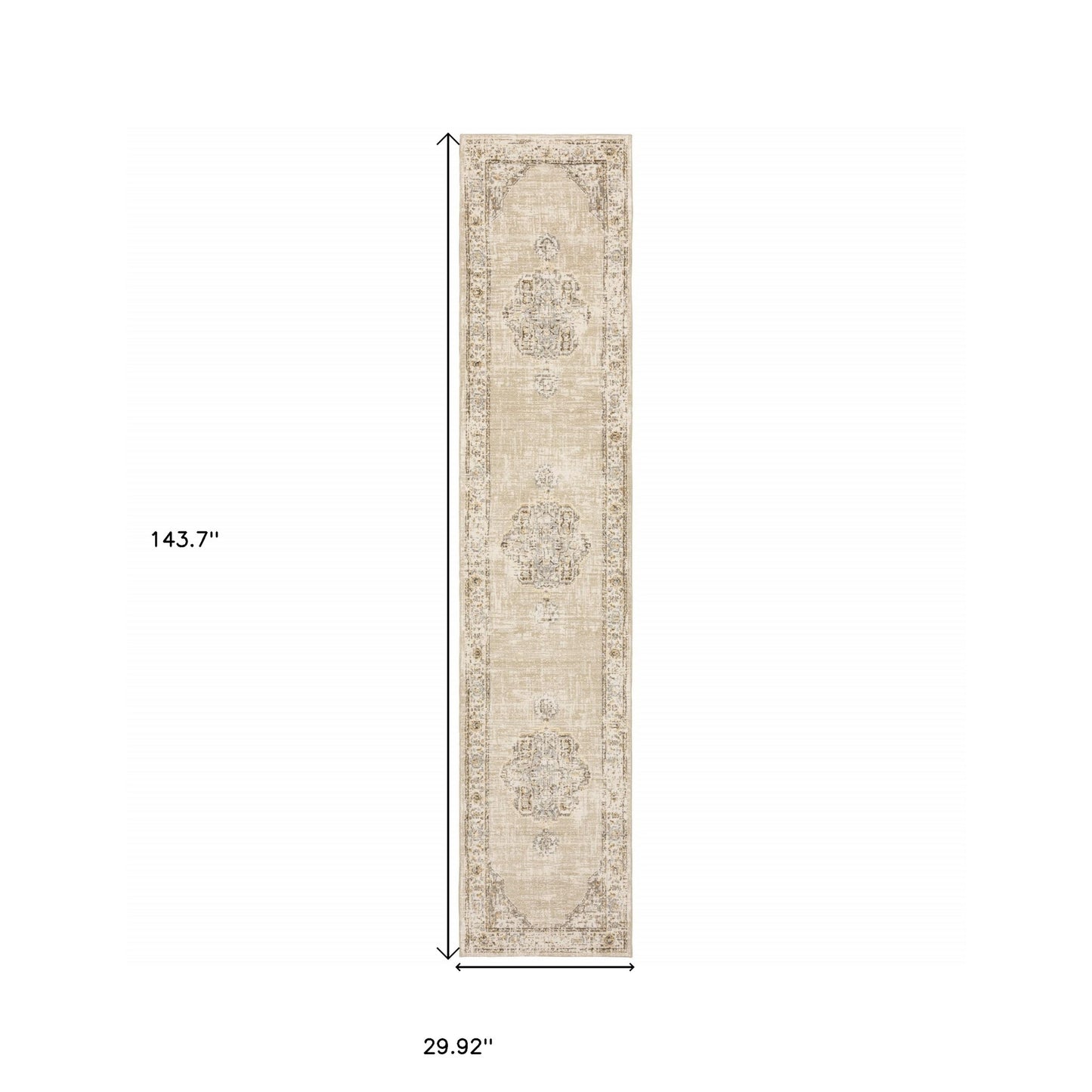 5'X8' Beige And Ivory Center Jewel Area Rug