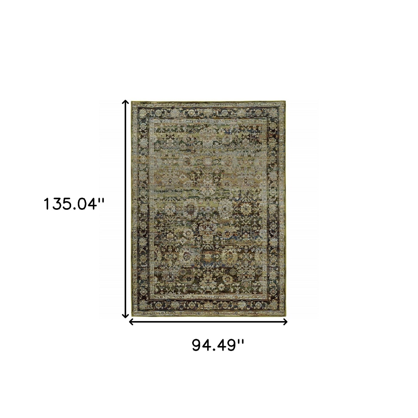 2'X8' Green And Brown Floral Runner Rug