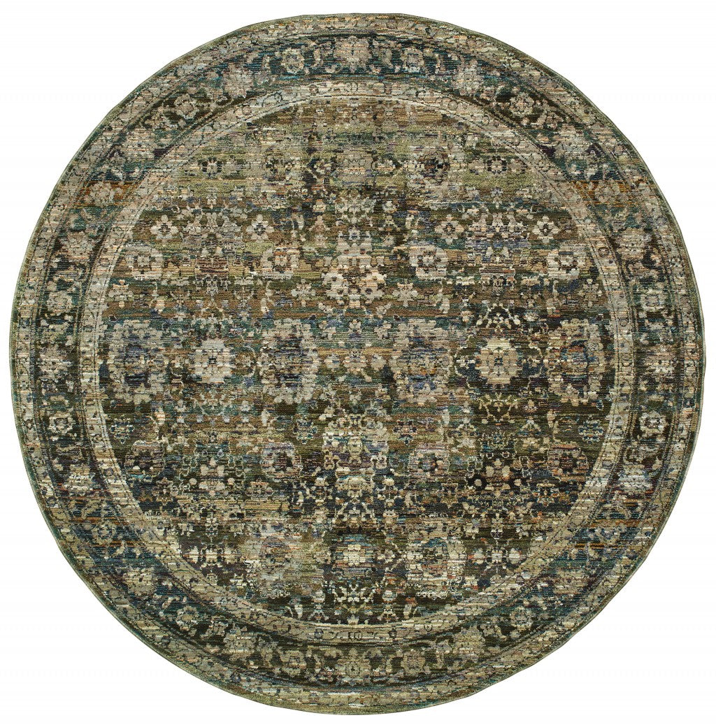 2'X8' Green And Brown Floral Runner Rug