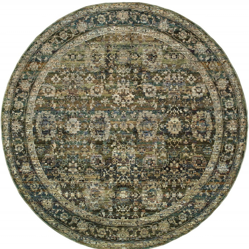 2'X8' Green And Brown Floral Runner Rug