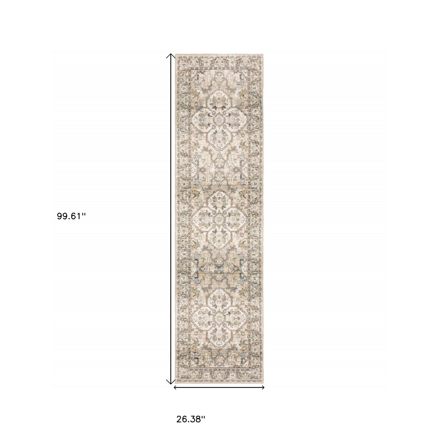9'X12' Beige And Ivory Medallion Area Rug