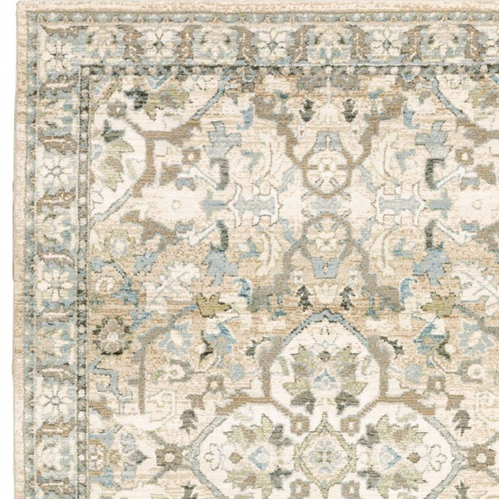 9'X12' Beige And Ivory Medallion Area Rug
