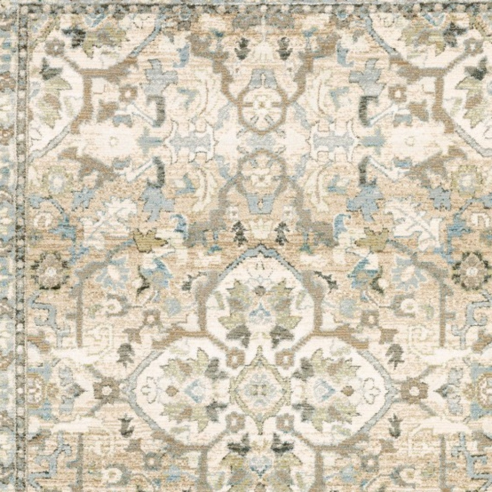 9'X12' Beige And Ivory Medallion Area Rug