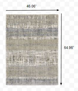 5'X8' Grey And Ivory Abstract Lines Area Rug