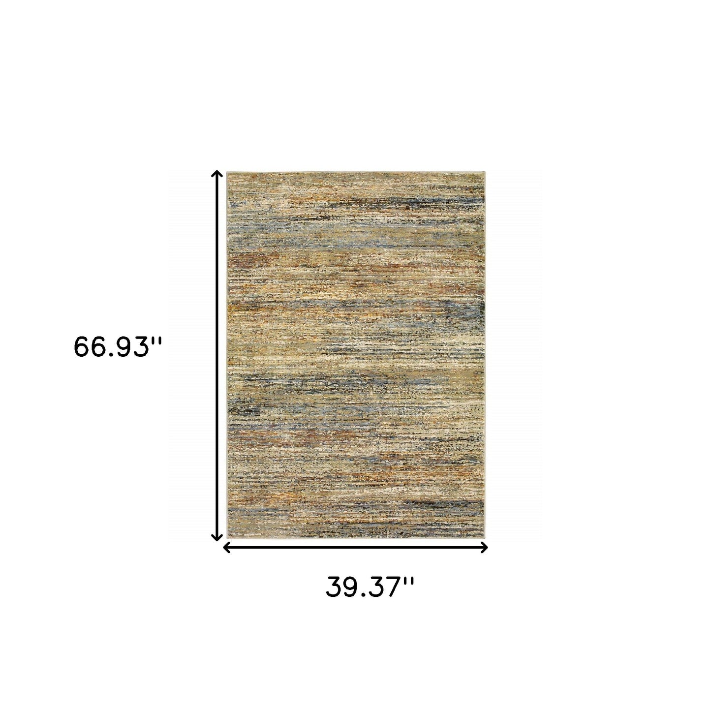 5'X8' Gold And Green Abstract Area Rug