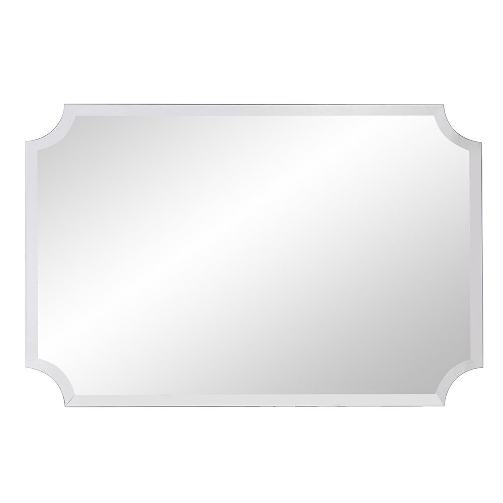 Minimalist Rectangle Mirror With Beveled Edge And Scalloped Corners