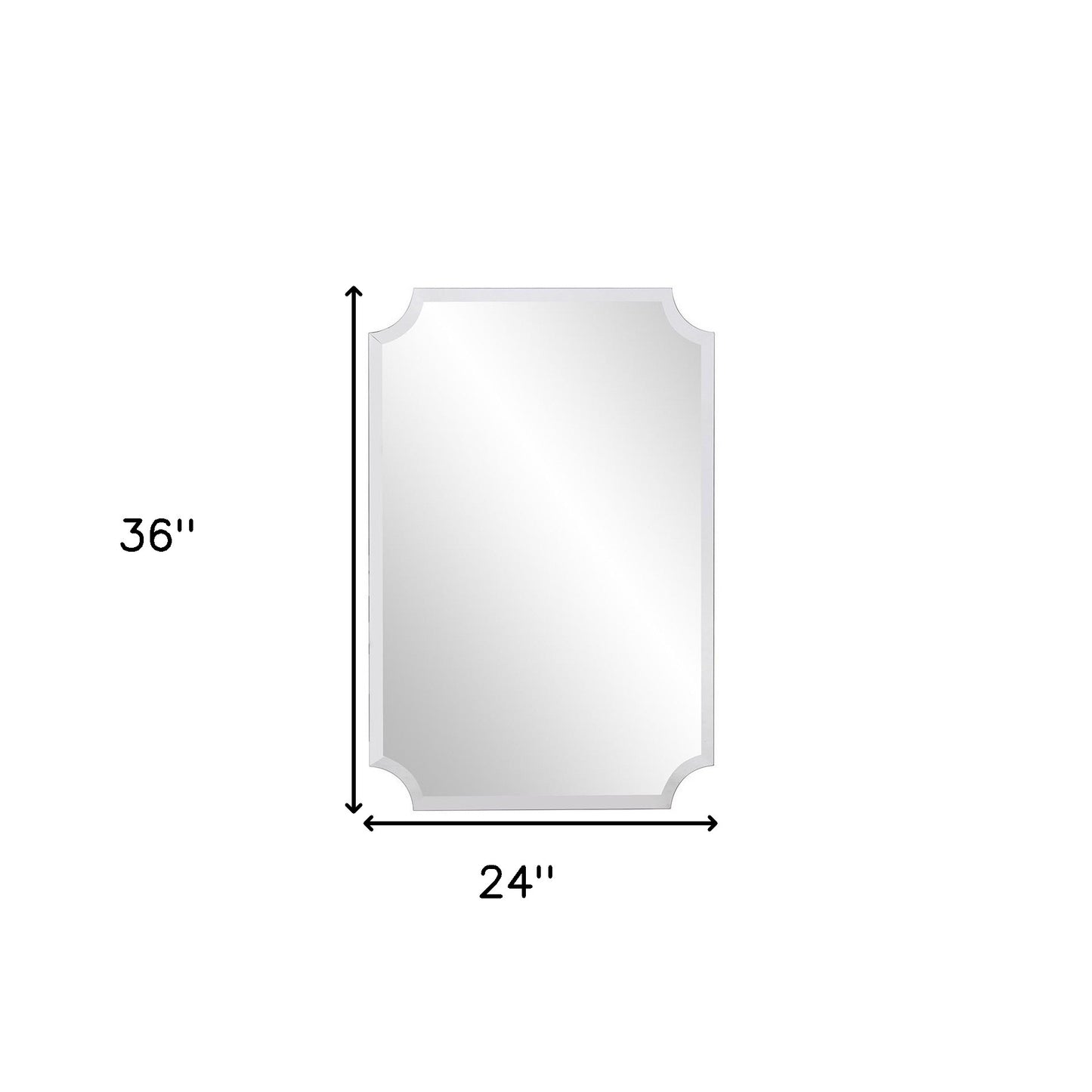 Minimalist Rectangle Mirror With Beveled Edge And Scalloped Corners