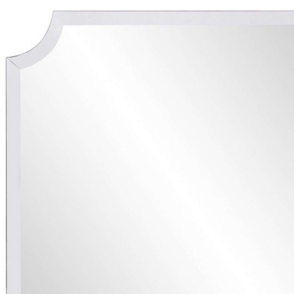 Minimalist Rectangle Mirror With Beveled Edge And Scalloped Corners