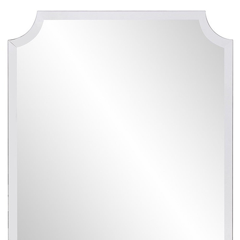 Minimalist Rectangle Mirror With Beveled Edge And Scalloped Corners