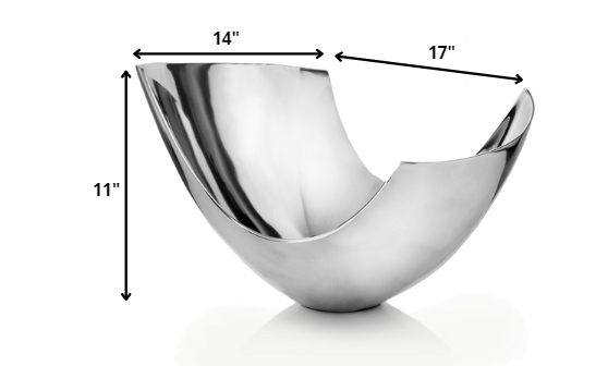 Silver Aluminum Abstract Tray Dish Centerpiece Bowl