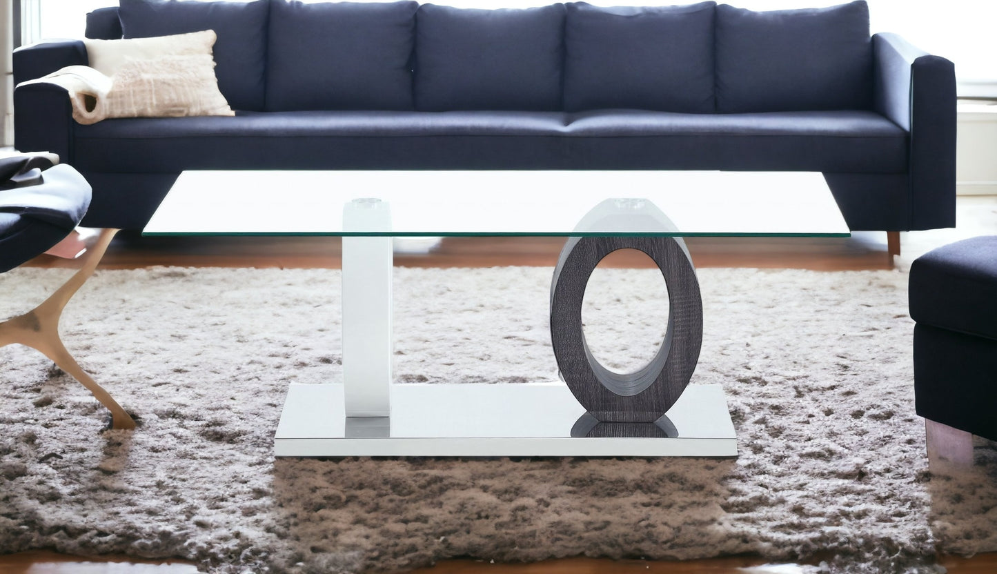 White And Grey Glass Top Cocktail Table