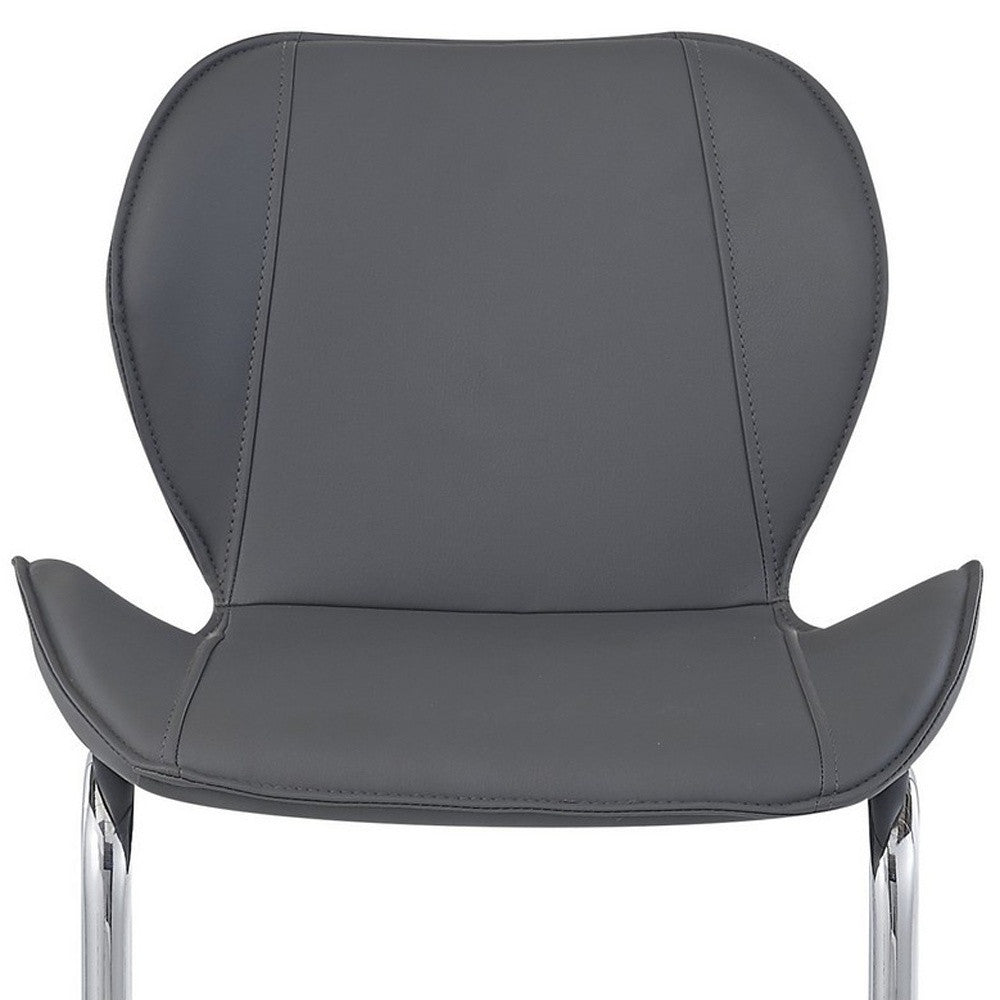 Set of Four 26" Gray And Silver Metal Low Back Bar Height Bar Chairs With Footrest