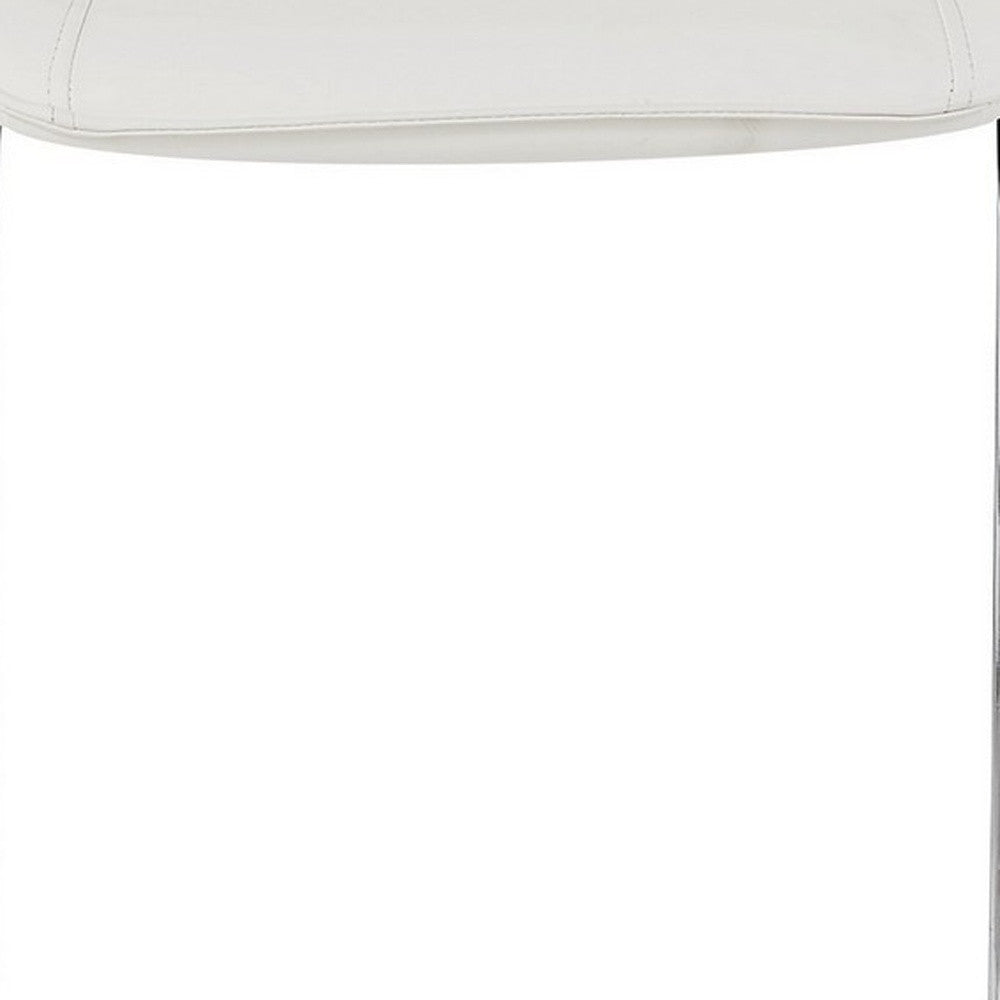 Set of Four 26" White And Silver Metal Low Back Bar Height Bar Chairs With Footrest