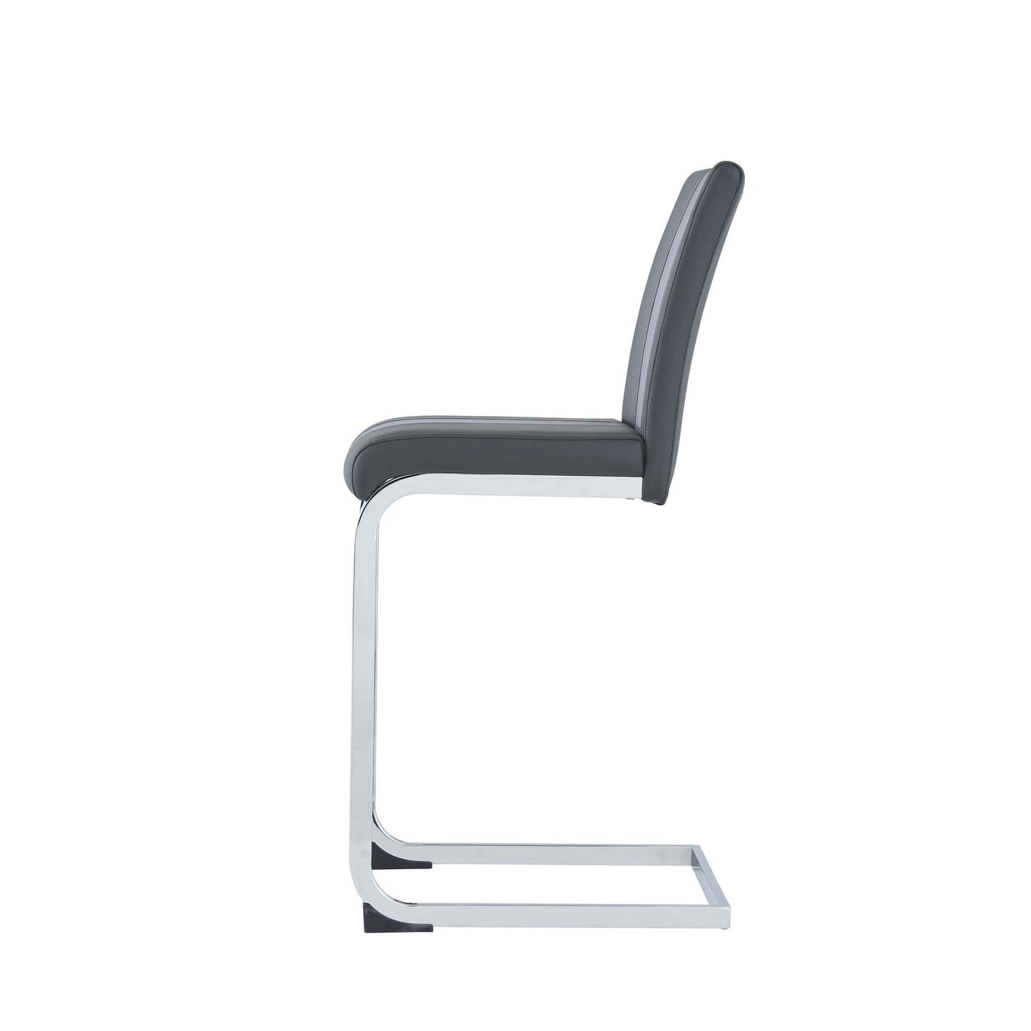 Set of Four 26" Gray And Silver Metal Low Back Counter Height Bar Chairs With Footrest