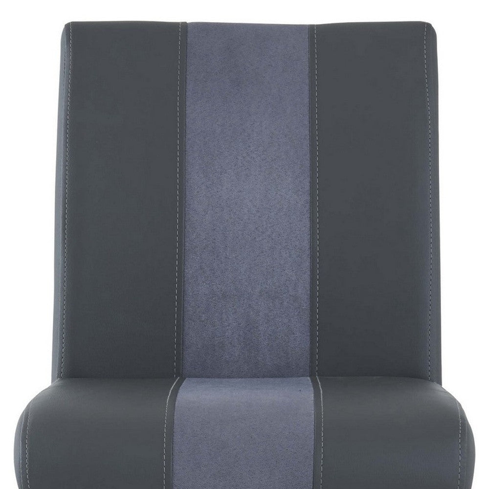 Set of Four 26" Gray And Silver Metal Low Back Counter Height Bar Chairs With Footrest