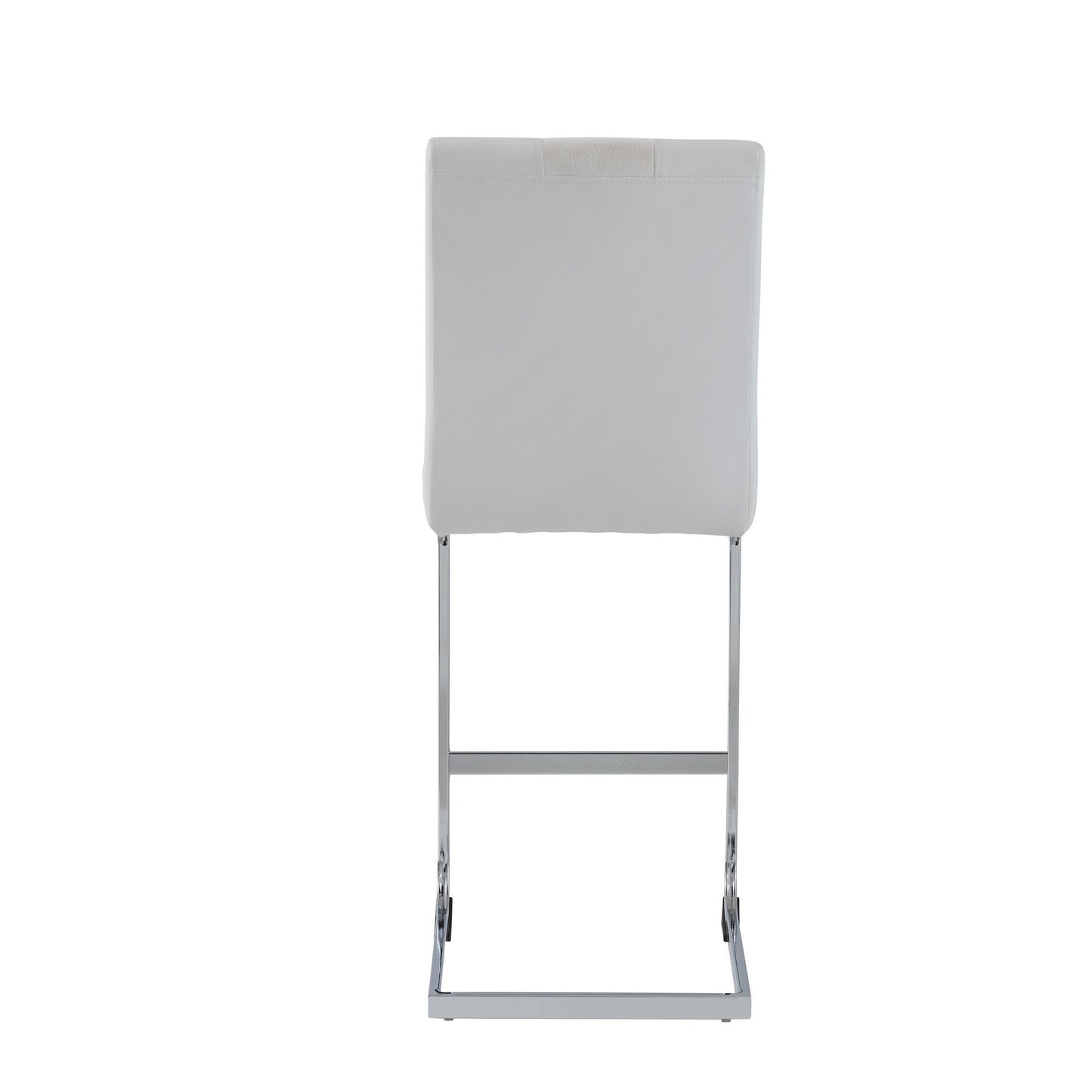 Set of Four 26" White And Silver Metal Low Back Counter Height Bar Chairs With Footrest