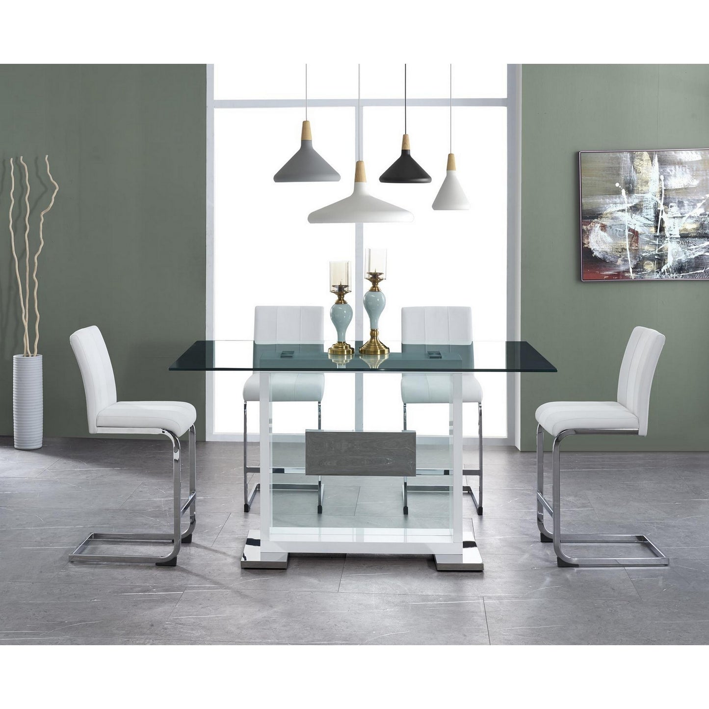 Set of Four 26" White And Silver Metal Low Back Counter Height Bar Chairs With Footrest