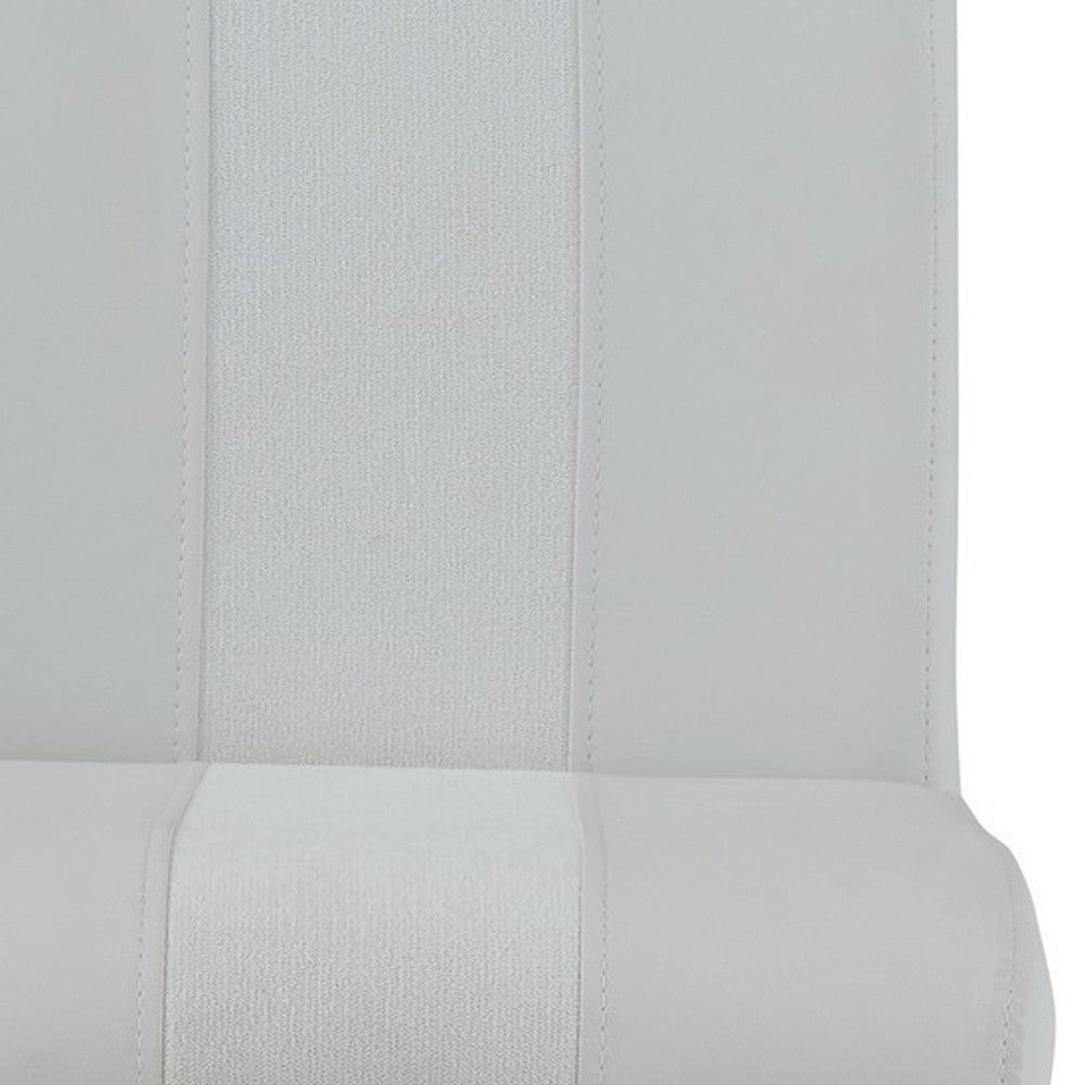 Set of Four 26" White And Silver Metal Low Back Counter Height Bar Chairs With Footrest