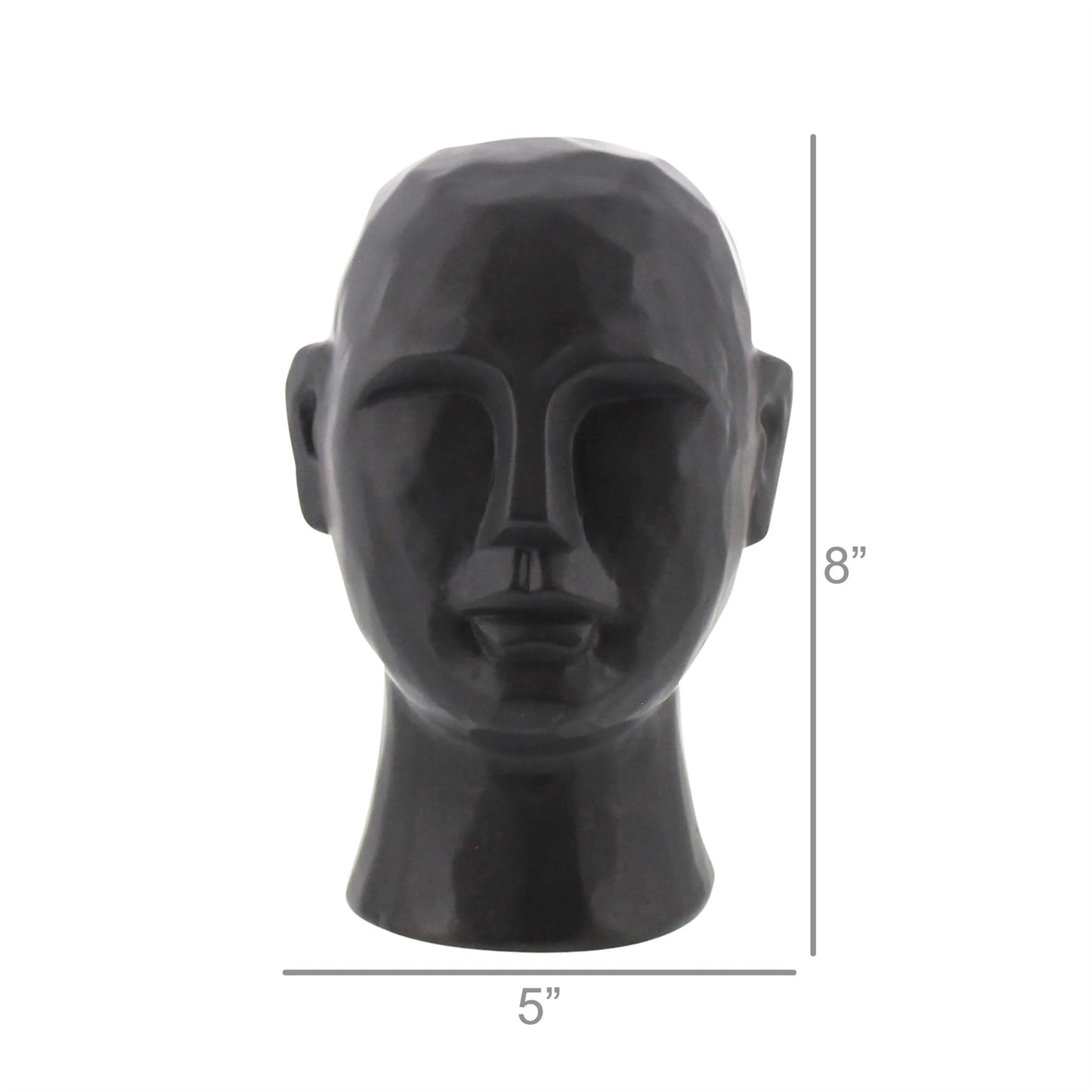 8" Matte Black Ceramic Bust Decorative Sculpture