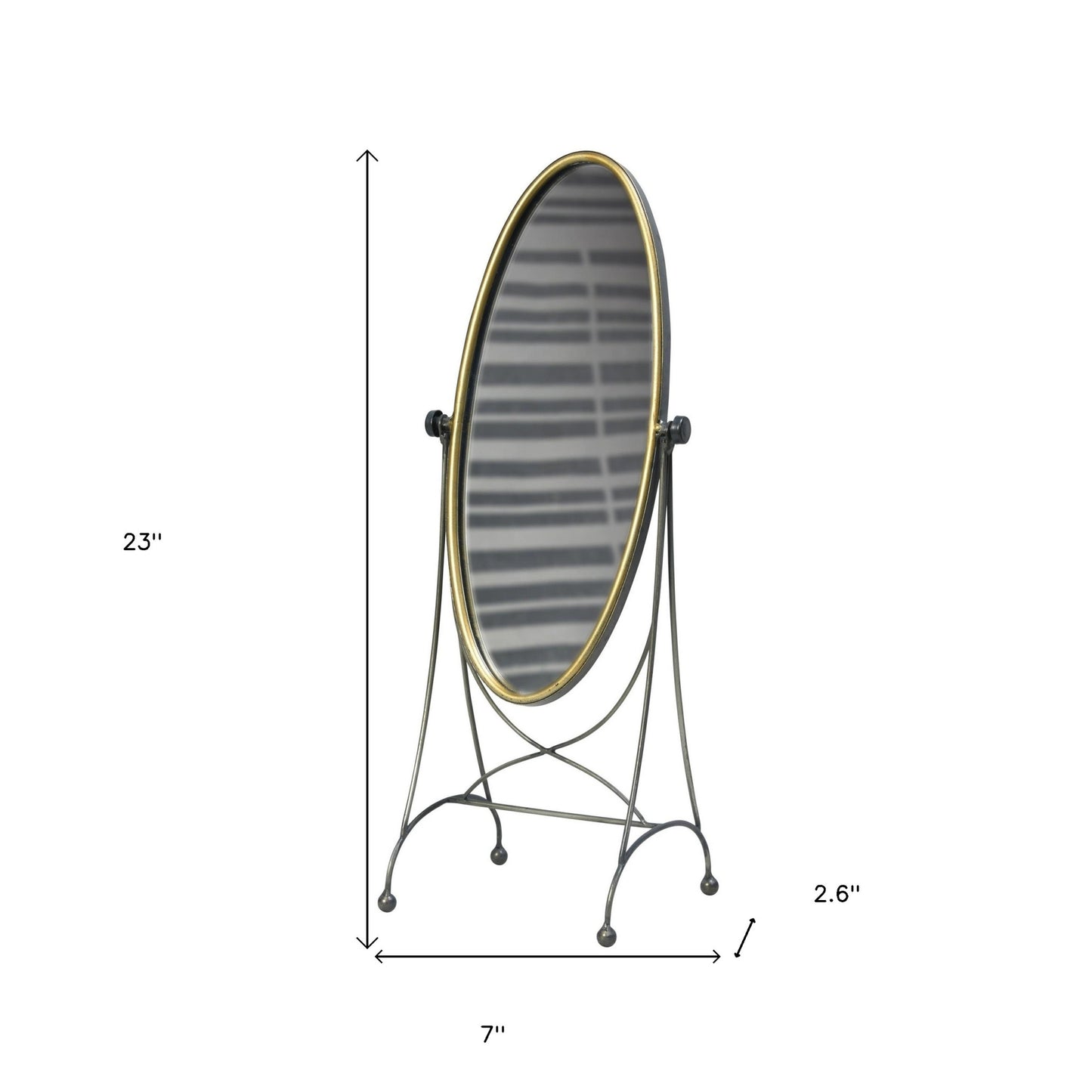 Gray And Gold Oval Vanity Floor Mirror