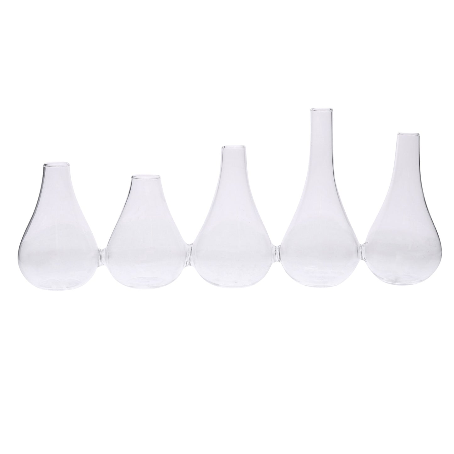 Quintuplet Set Of Five Joined Glass Vases