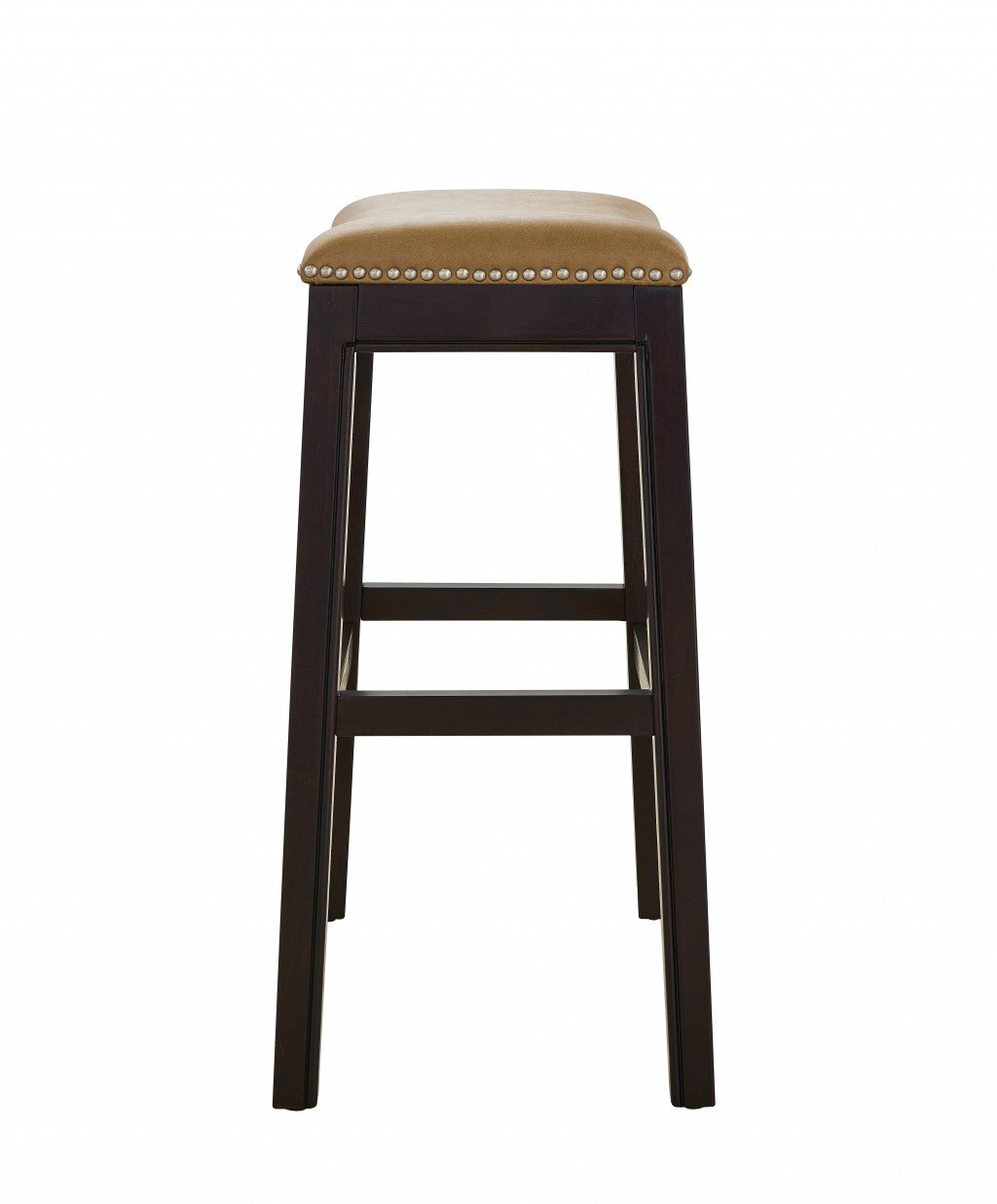 26" Tan and Espresso Backless Counter Height Bar Stool