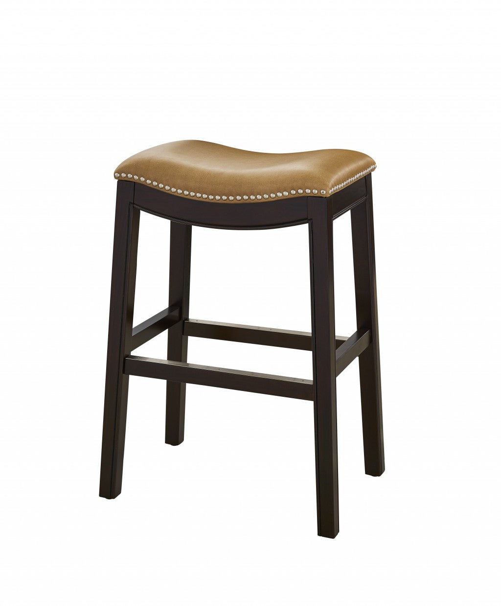 26" Tan and Espresso Backless Counter Height Bar Stool
