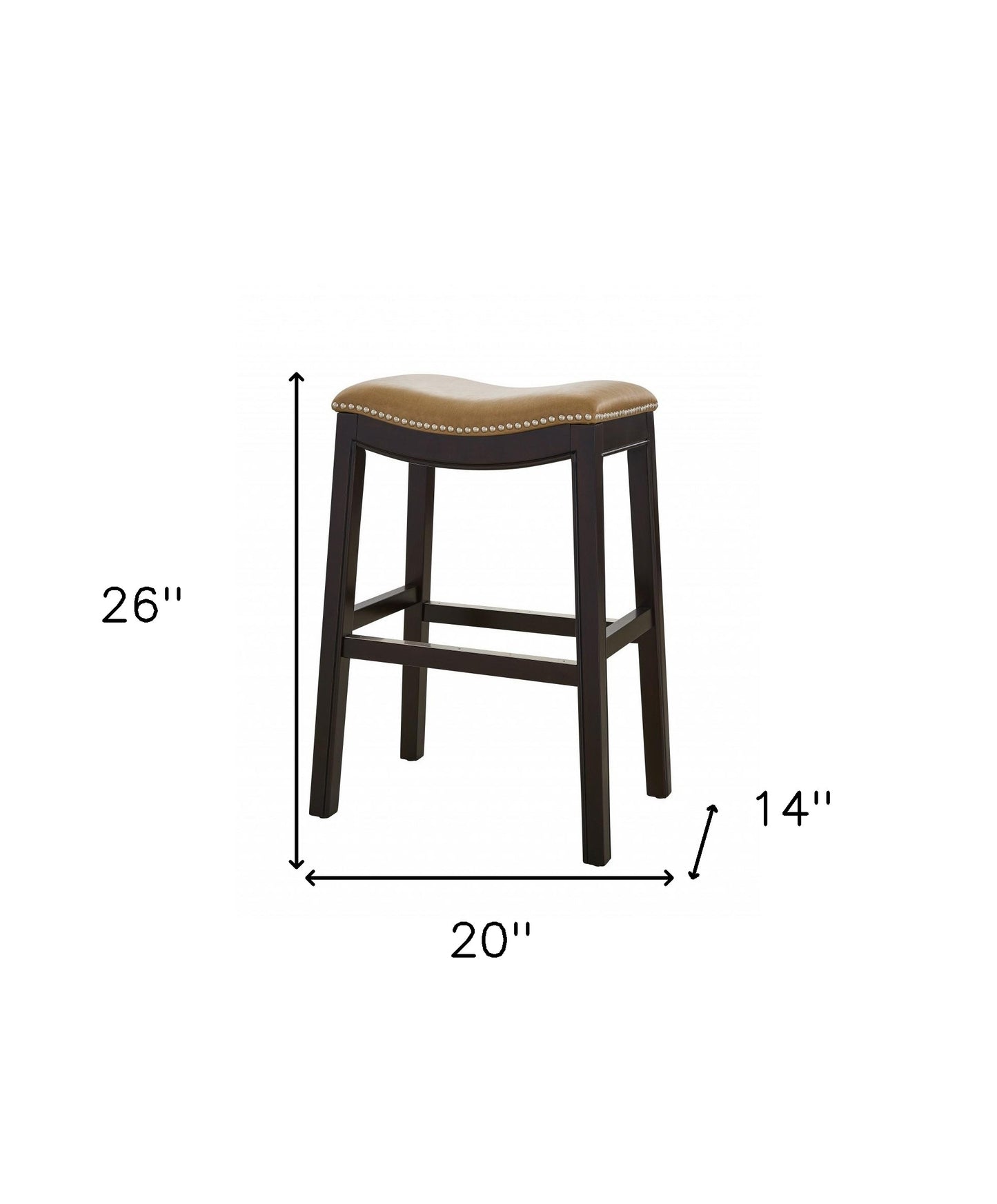 26" Tan and Espresso Backless Counter Height Bar Stool