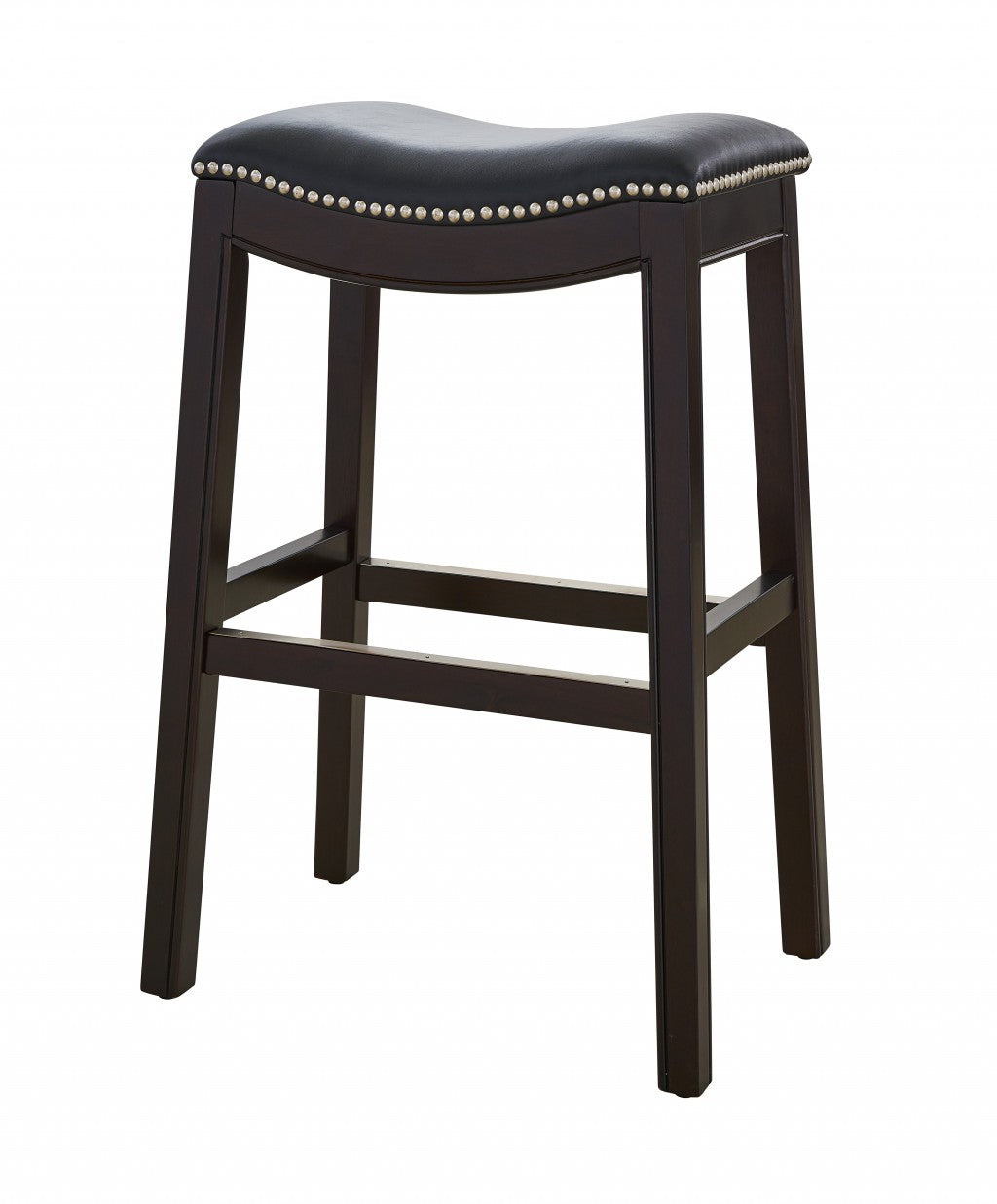 31" Black And Espresso Solid Wood Backless Counter Height Bar Chair