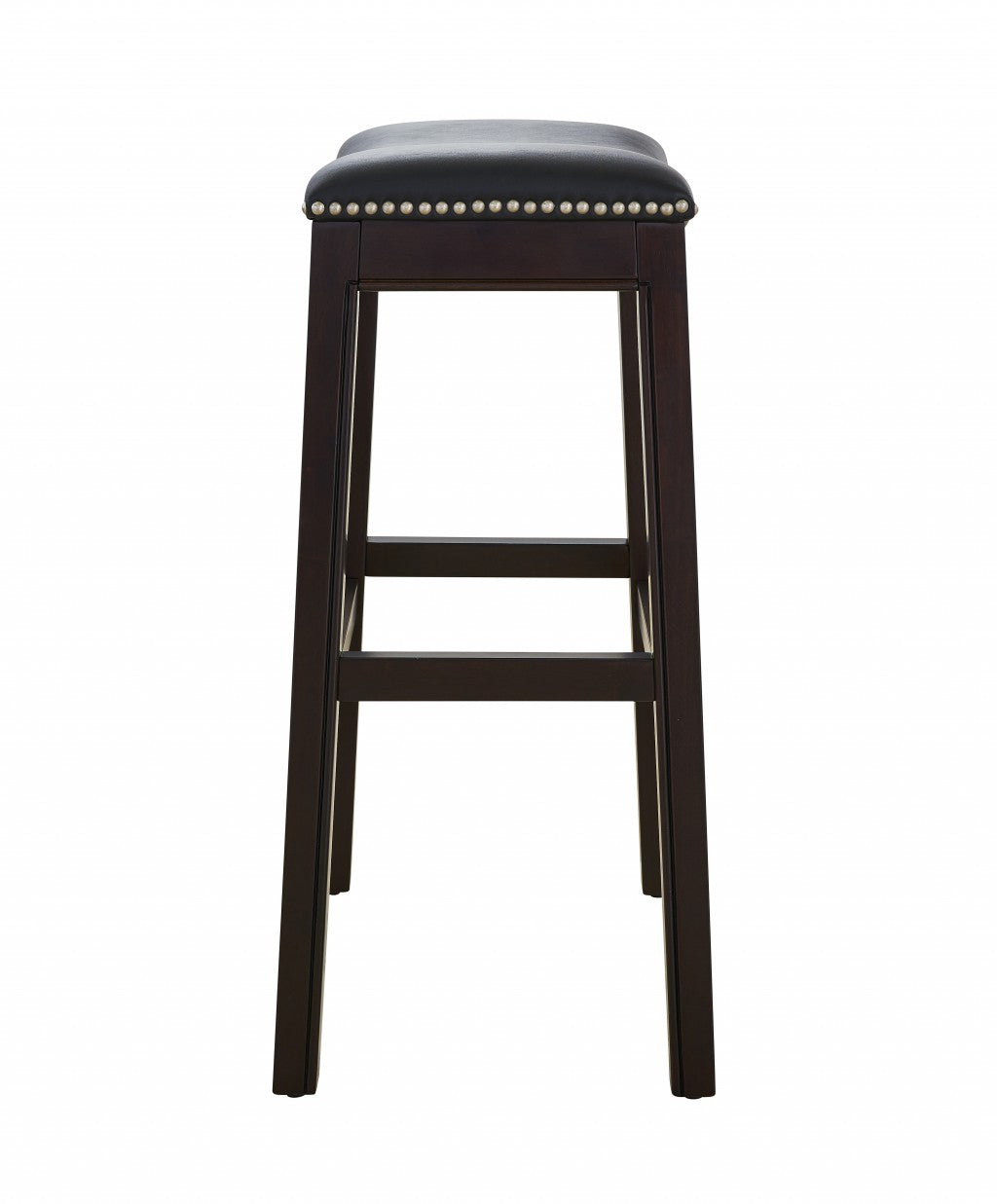 31" Black And Espresso Solid Wood Backless Counter Height Bar Chair