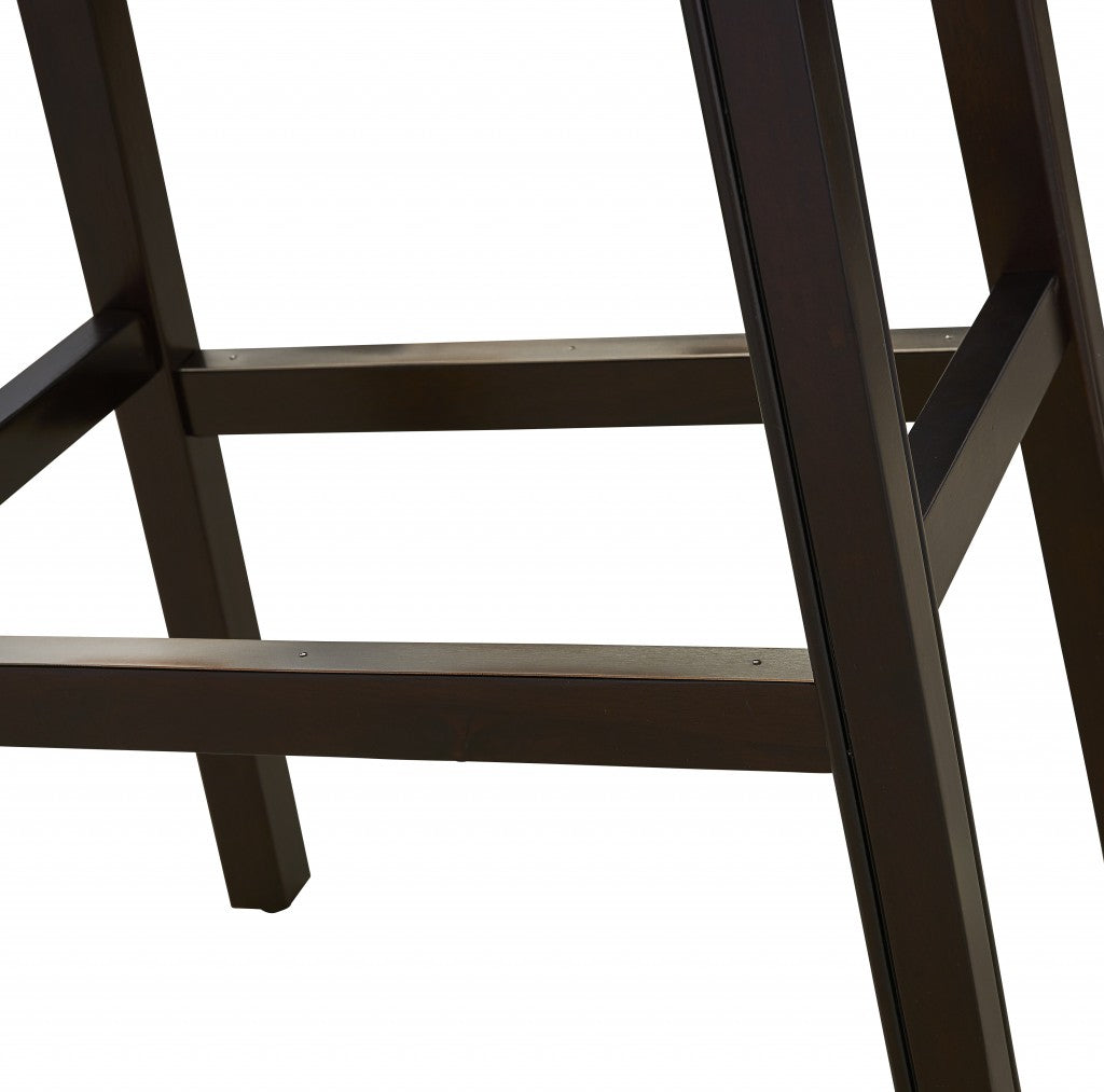 31" Black And Espresso Solid Wood Backless Counter Height Bar Chair