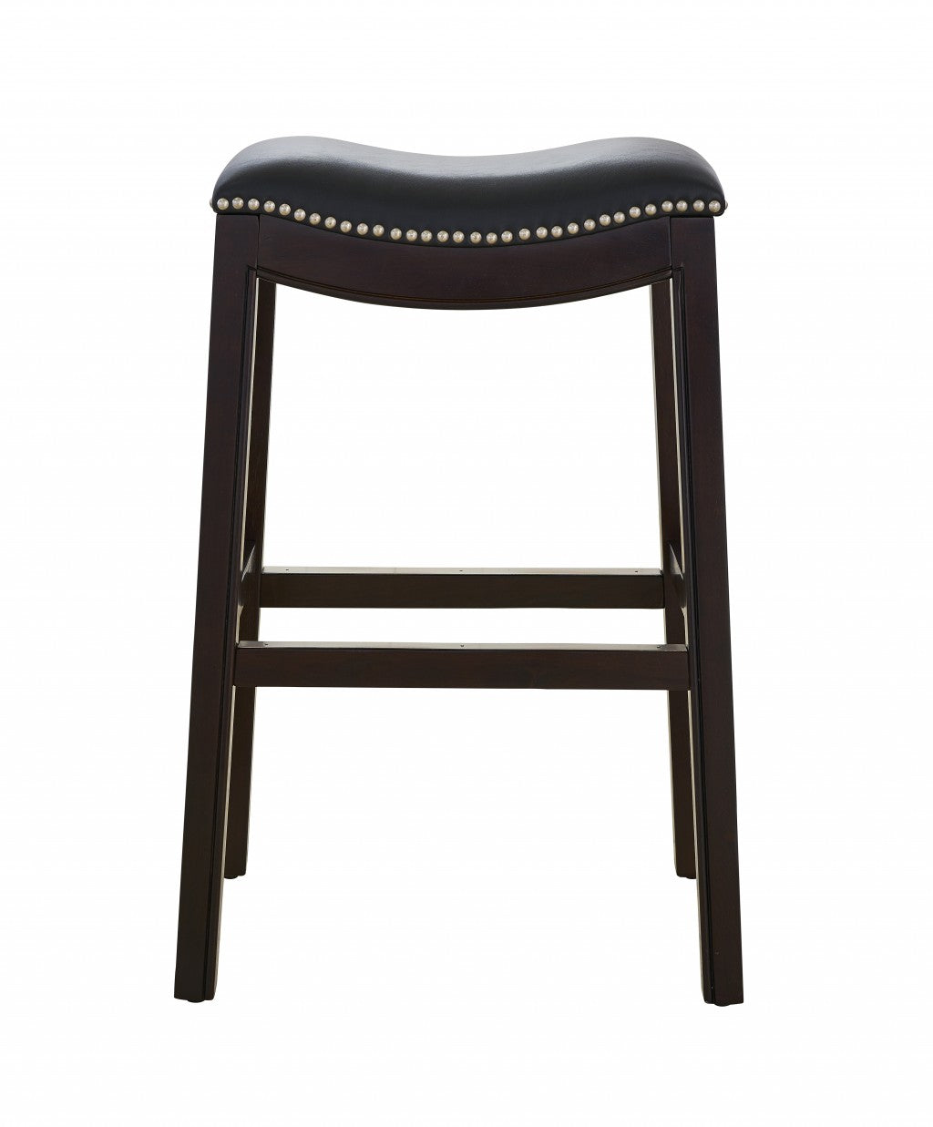 31" Black And Espresso Solid Wood Backless Counter Height Bar Chair