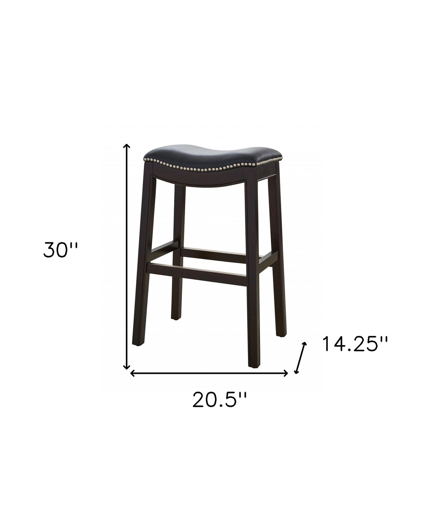 31" Black And Espresso Solid Wood Backless Counter Height Bar Chair
