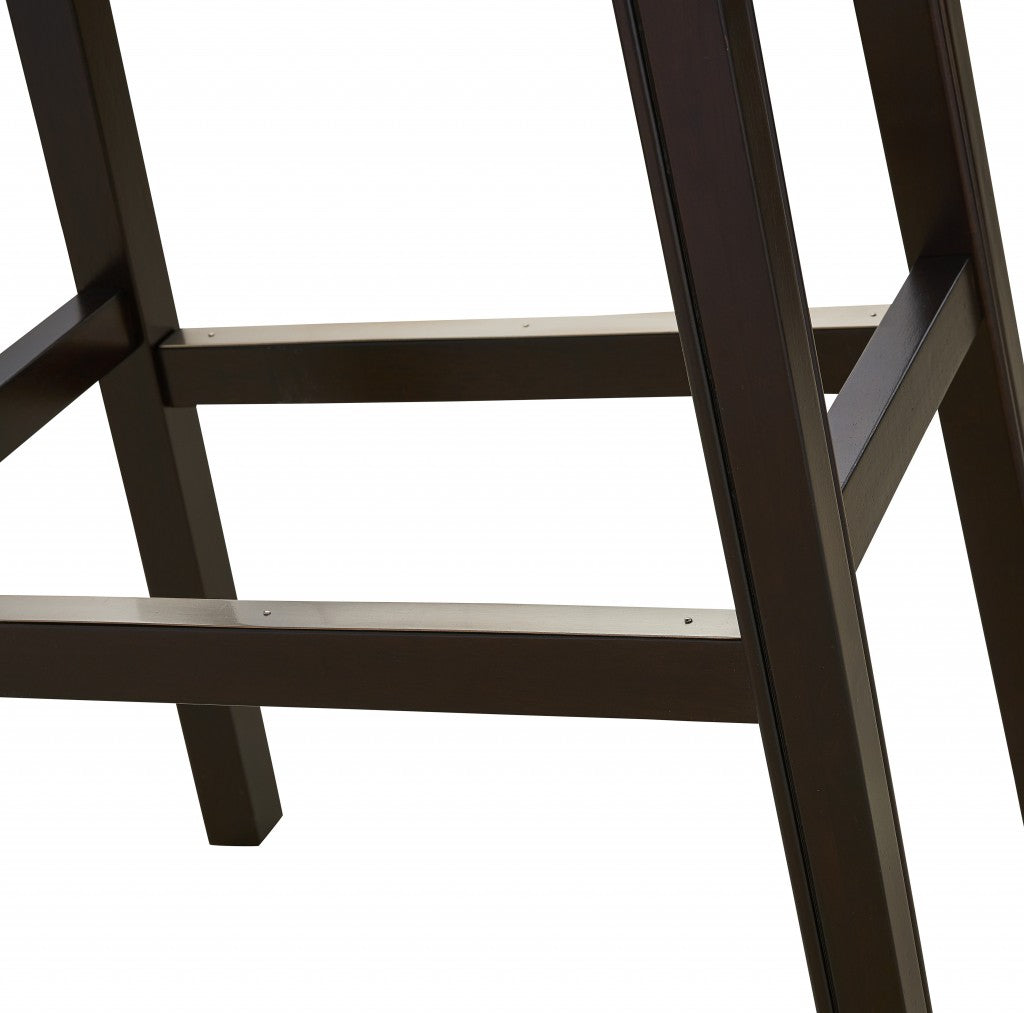 31" Dark Red And Espresso Solid Wood Backless Bar Height Bar Chair