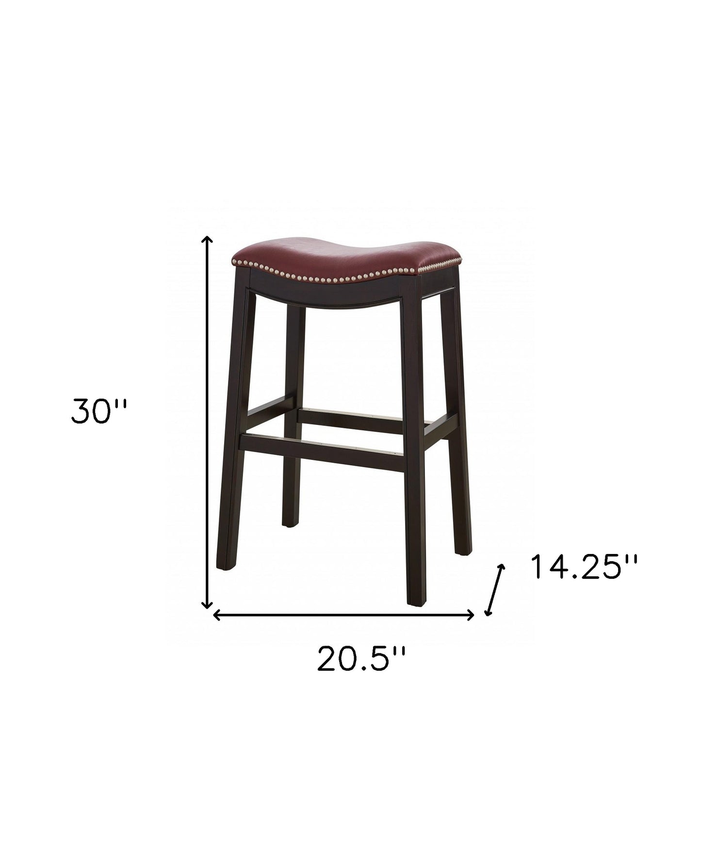 31" Dark Red And Espresso Solid Wood Backless Bar Height Bar Chair