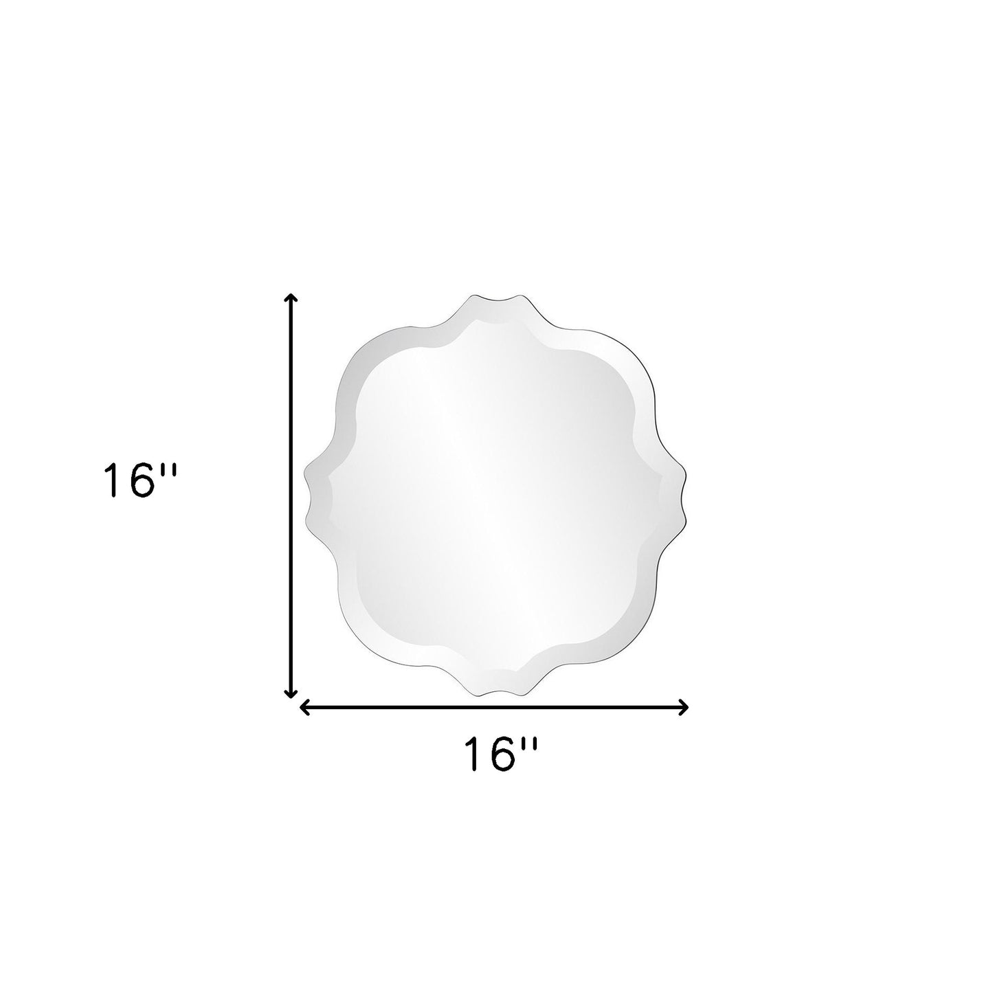 Square Frameless Mirror With Scallop Edges