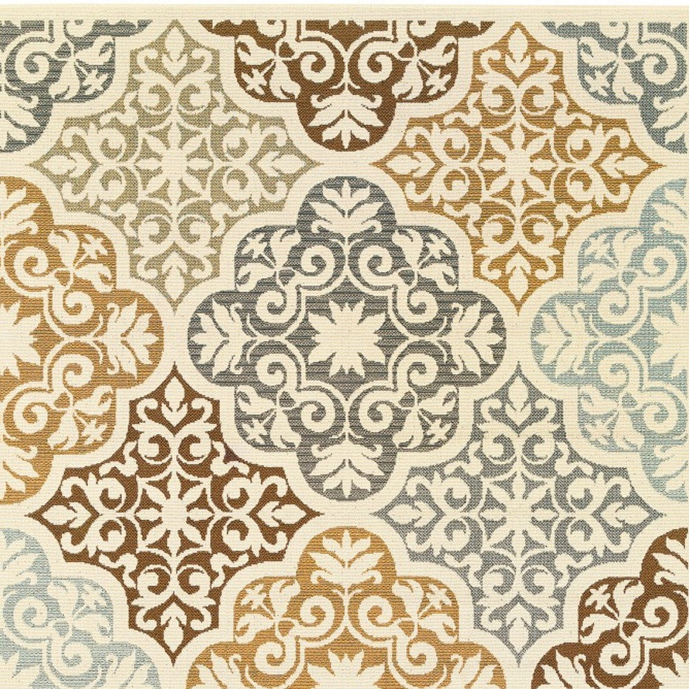 2' X 8' Gray and Ivory Moroccan Indoor Outdoor Area Rug