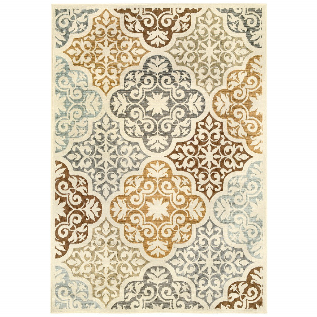 2' X 8' Gray and Ivory Moroccan Indoor Outdoor Area Rug