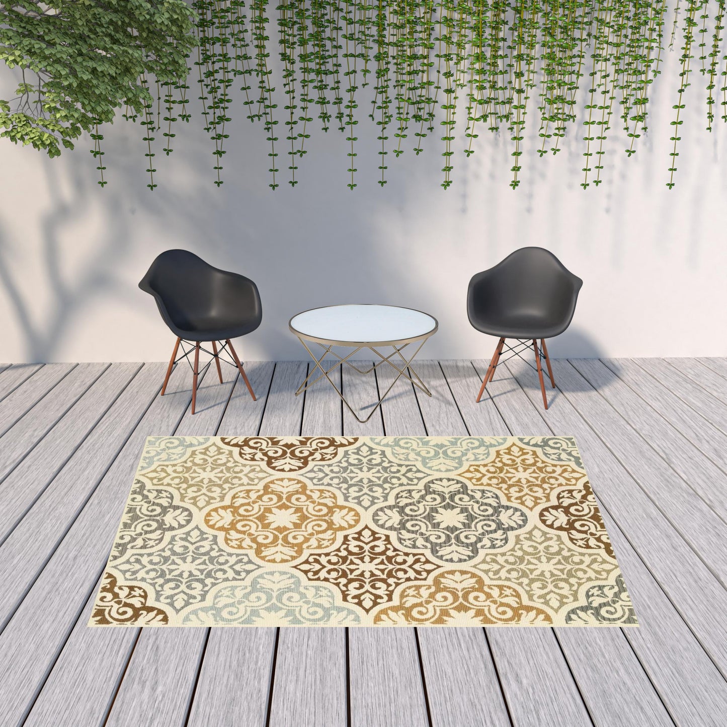 2' X 8' Gray and Ivory Moroccan Indoor Outdoor Area Rug