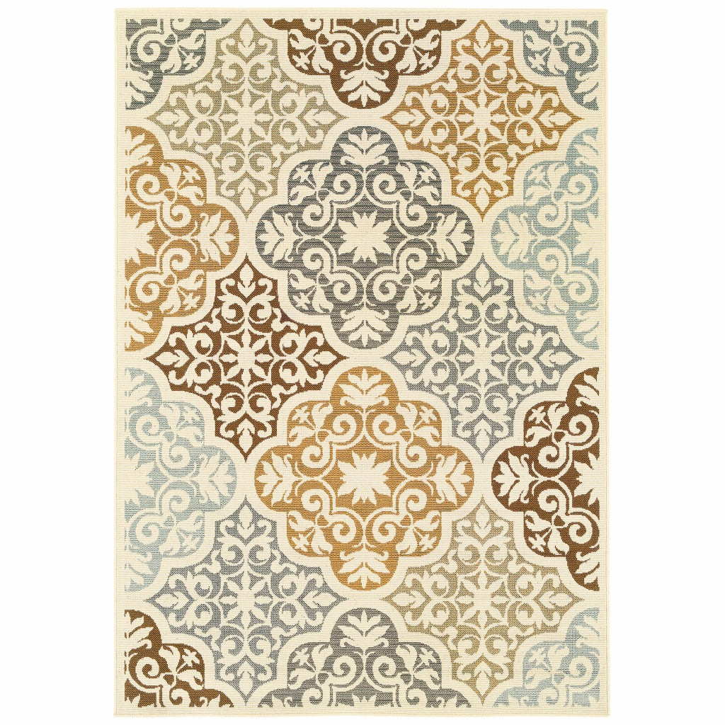 2' X 8' Gray and Ivory Moroccan Indoor Outdoor Area Rug