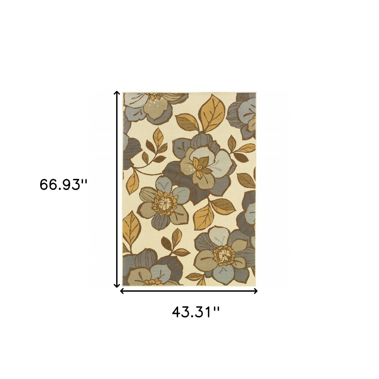 4' x 6' Gray and Ivory Floral Indoor Outdoor Area Rug