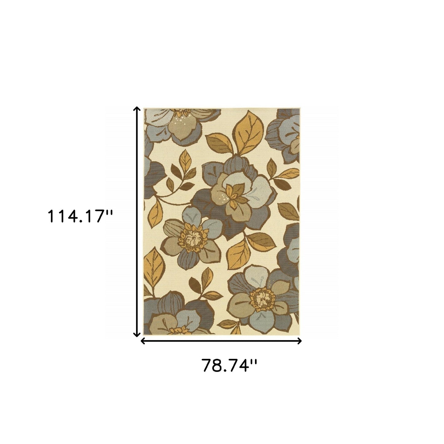 4' x 6' Gray and Ivory Floral Indoor Outdoor Area Rug
