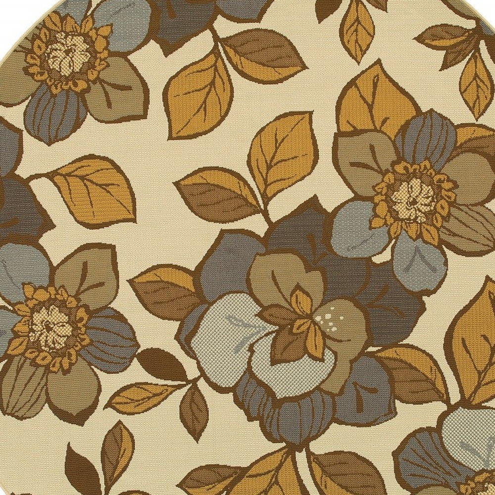 4' x 6' Gray and Ivory Floral Indoor Outdoor Area Rug