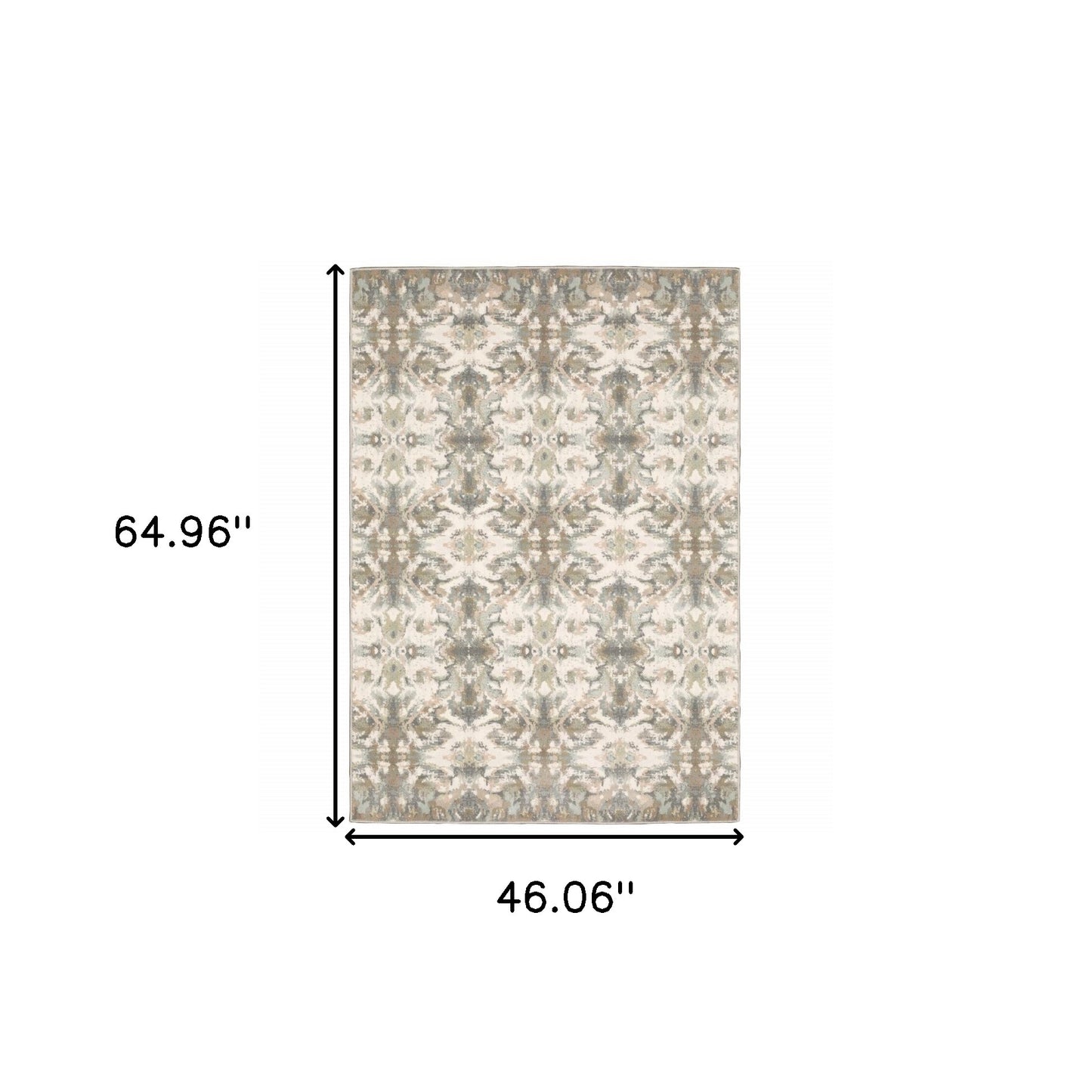 5' X 8' Ivory Gray Abstract Ikat Indoor Area Rug