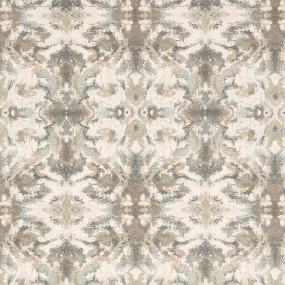 5' X 8' Ivory Gray Abstract Ikat Indoor Area Rug