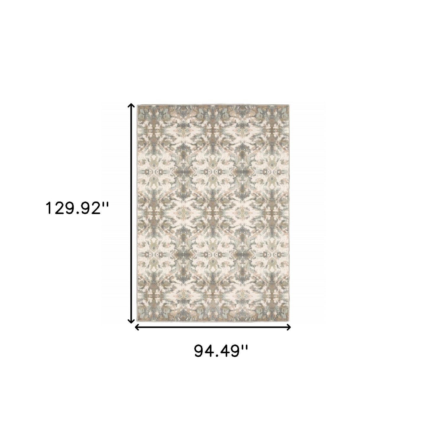 5' X 8' Ivory Gray Abstract Ikat Indoor Area Rug